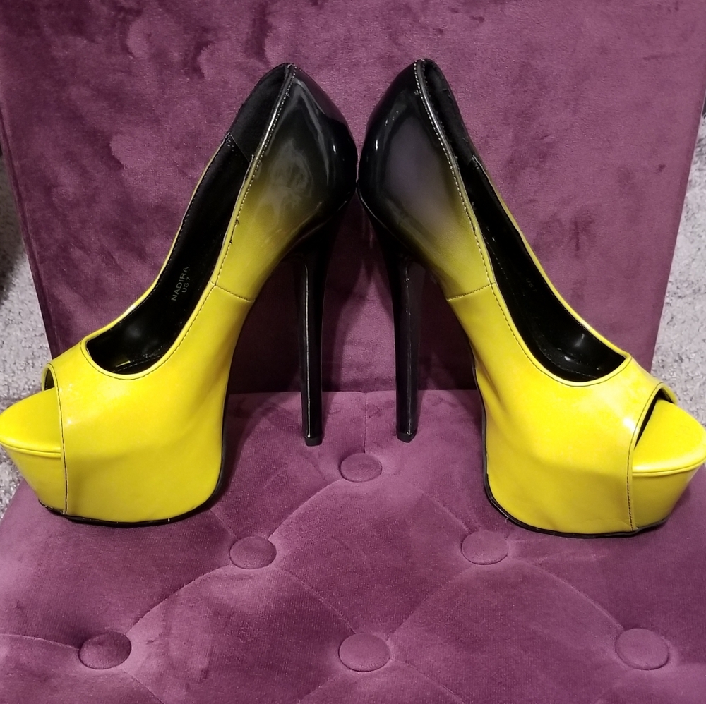 Black and yellow heels